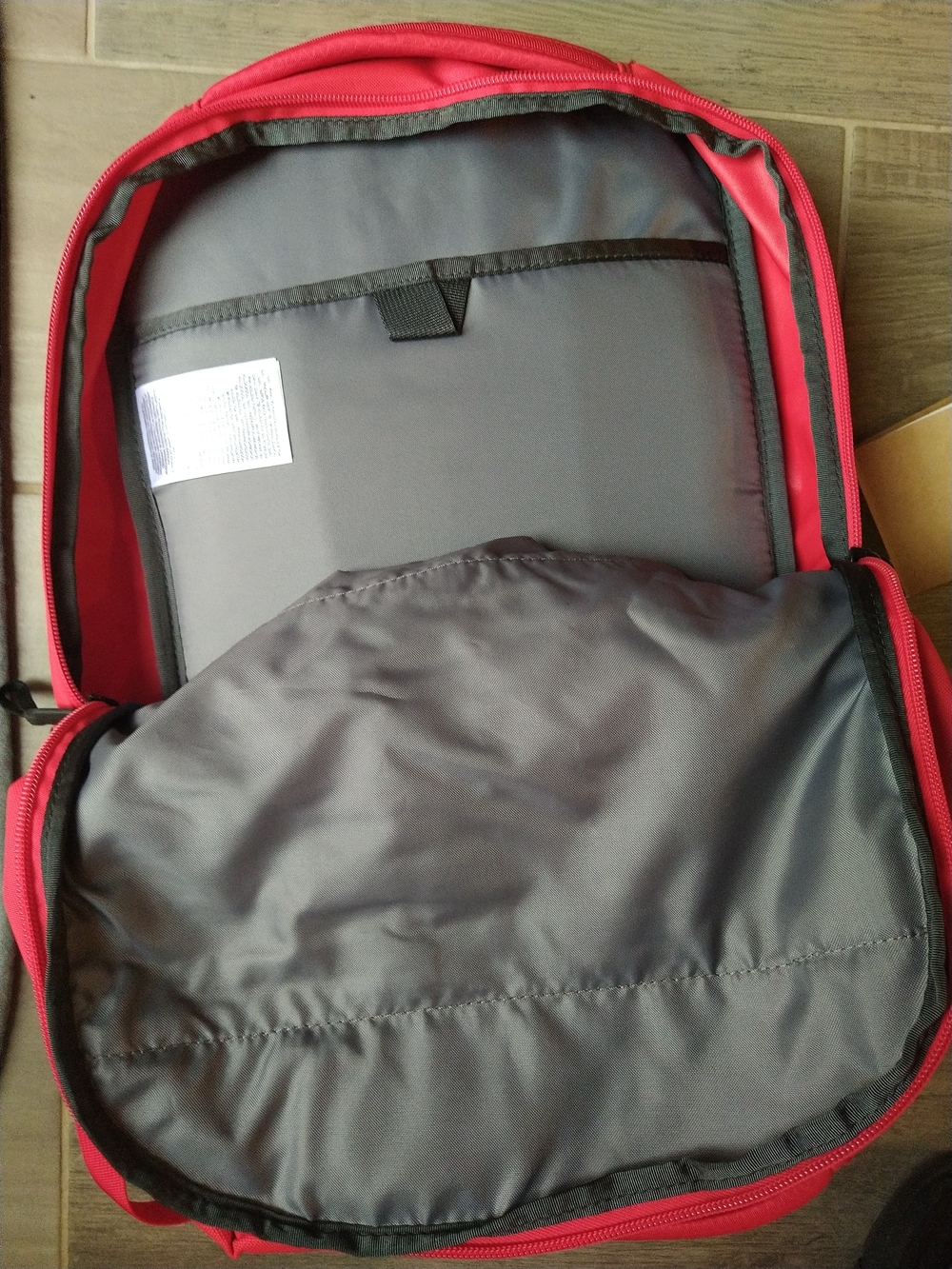 The North Face Jester Backpack in Coral Red with Black Accents + Bonus Keychain - Picture 4 of 7